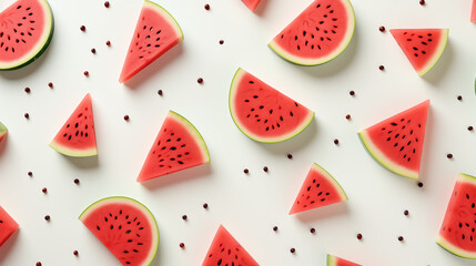Sliced ​​Watermelon with Water Splashes, Abstract Image, Texture, Pattern Background, Wallpaper, Cover and Screen of Smartphone, Cell Phone, Computer, Laptop, 9:16 and 16:9 Format