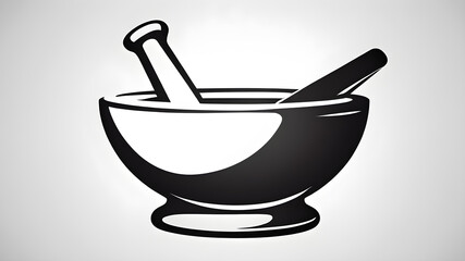 Mortar and pestle icon symbol logo on white background. Generative AI