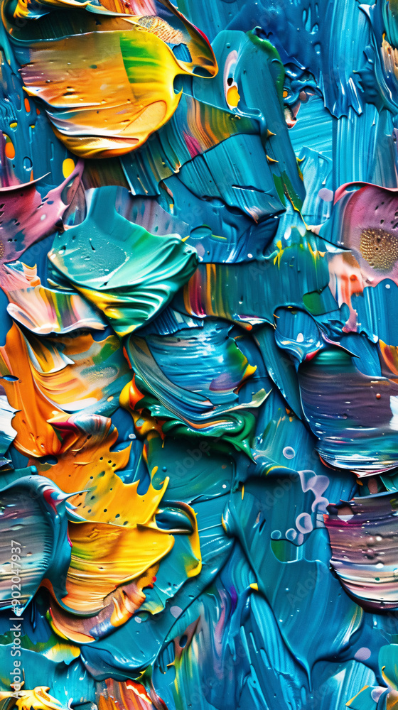 Poster vibrant abstract oil painting background with seamless pattern of colors and textures