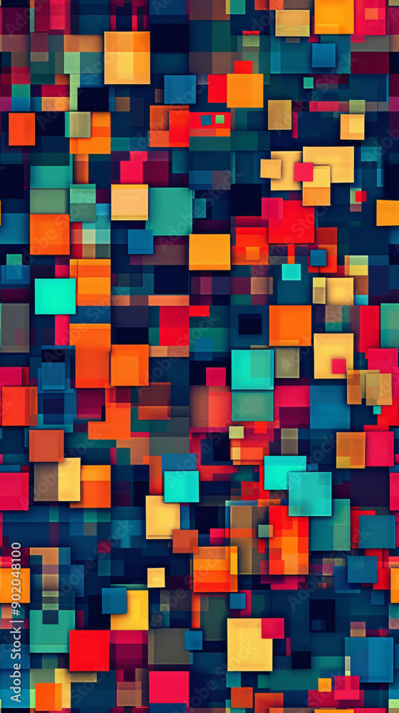 Poster abstract background with vibrant overlapping squares, ideal for modern and geometric designs, in a s