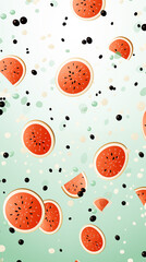 Sliced ​​Melon Watermelon with Water Splash, Abstract Image, Texture, Pattern Background, Wallpaper, Cover and Screen of Smartphone, Cell Phone, Computer, Laptop, 9:16 and 16:9 Format

