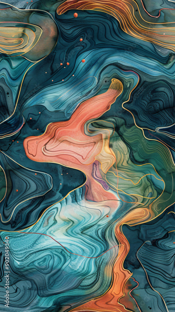 Poster colorful flowing veins create a seamless abstract background