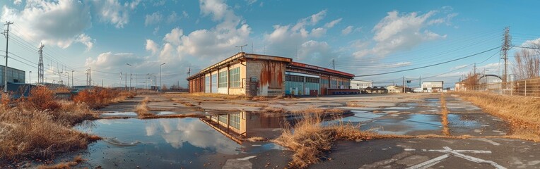 Obraz premium Expansive Power Substation in Realistic Kodachrome Style