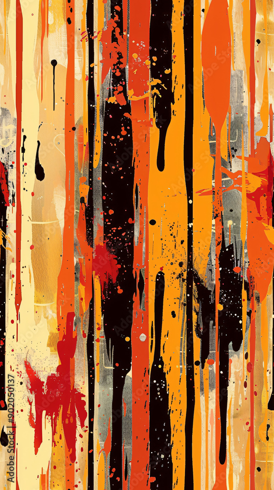 Poster abstract pattern with seamless orange, black, and red paint drips