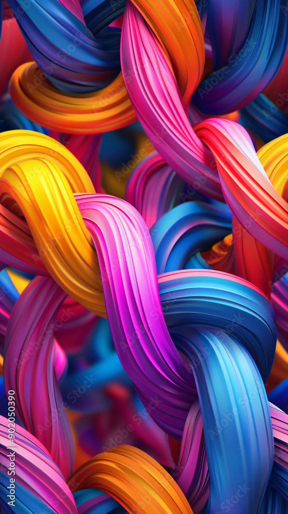 Aufkleber Dynamic and vibrant arrangement of interlocking shapes forming a seamless abstract design