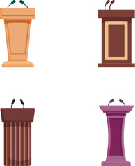 Collection of four stylized cartoon podiums, perfect for presentations and awards ceremonies