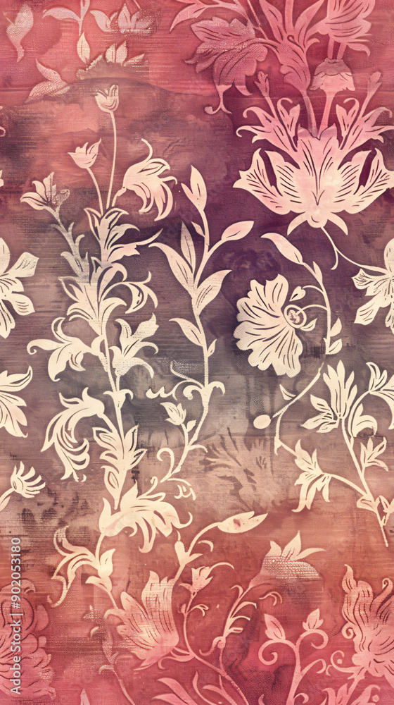 Poster seamless floral pattern repeating on textured grunge background, great for using on packaging, fabri