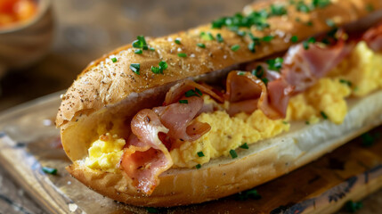 Kickstart your day with tasty breakfast options! Enjoy a classic tuna sandwich, a juicy hotdog, savory ham, or fluffy scrambled eggs. Start your day right with these delicious choices!