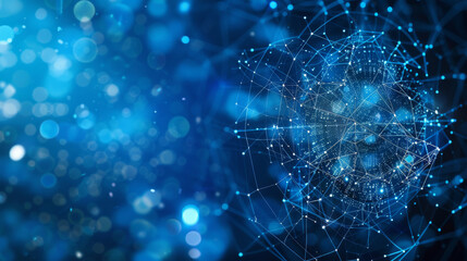 Obraz premium Blue tech background with circle of connected lines. Modern technology and innovation concept.
