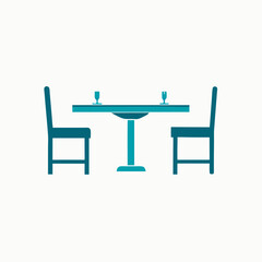 Minimalist Table and Chairs Icon Isolated Design for Modern Interiors