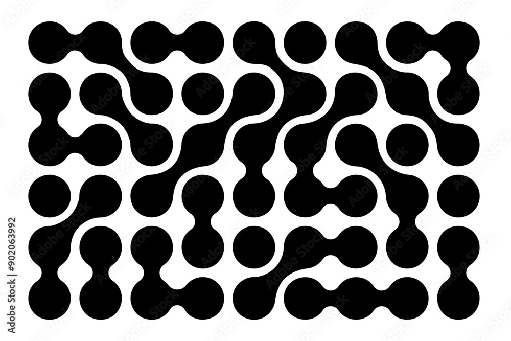 Wall mural metaball pattern. liquid drops or morph shapes background. organic blobs or molecules isolated on wh