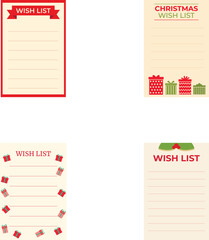 Collection of blank wish list and christmas list templates ready for personalization