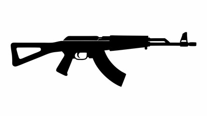 High-Detail Vector Illustration of Kalashnikov Army Firearm for Military Design