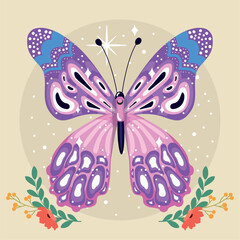 Colored beauty butterfly Cute insect Vector