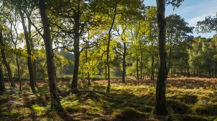 Obraz premium View of woods near Lyndhurst a large village and civil parish situated in the New Forest National Park in Hampshire England UK : Generative AI