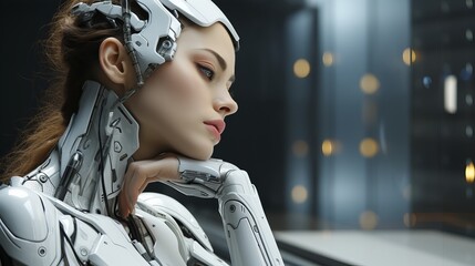 Beautiful AI Robot in Future