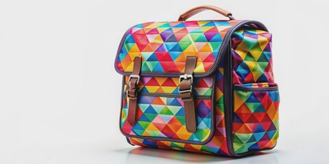 of a stylish school bag with colorful design, backpack, education, supplies, accessory, trendy, student, fashion, accessory, accessory