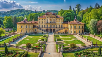 Obraz premium Historic Villa della Regina in Turin, Italy with beautiful gardens and Baroque architecture, Turin