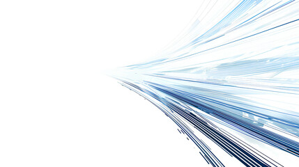 Abstract blue lines speed across a white background presentation design, featuring a simple flat illustration in a minimalist style, with a large copy space 