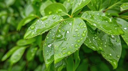 Raindrops on foliage