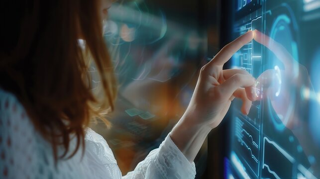 Woman touching a continuing education concept on a touch screen with her finger : Generative AI