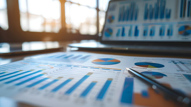 Business analytics concept, financial charts and graphs, business intelligence, profit statistics and finance performance of company