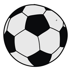 Hand drawn cartoon soccer football ball on white background.