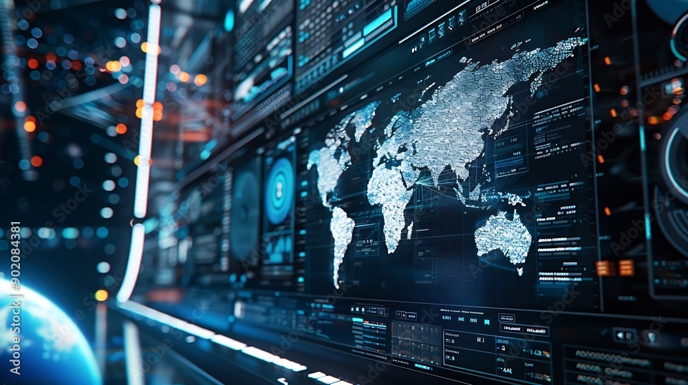 Aufkleber Analyst utilizing technology and dashboard with charts data science and Big Data technology for business Strategic data management system with KPI organization performance with technol : Generative AI