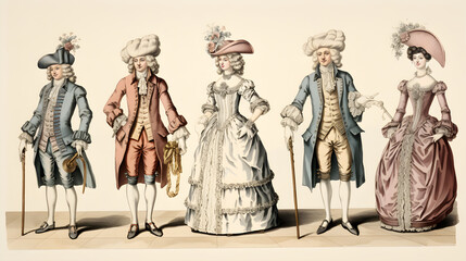 Fototapeta na wymiar A Glimpse into the Extravagance: 18th Century Aristocratic Fashion