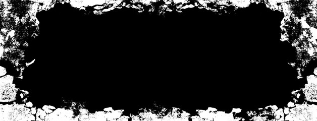 Overlays screen border. Vintage old grunge frame texture. Monochrome texture with a border made of rocks or stones with copy space.
