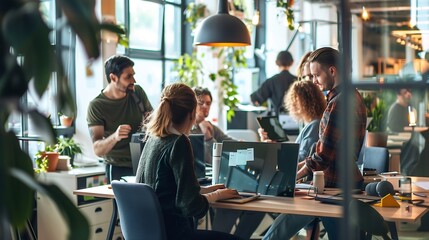 Creative people and coworking space in office for business on project in company as developer in digital agency Group feedback and collaboration in communication growth or career in br : Generative AI