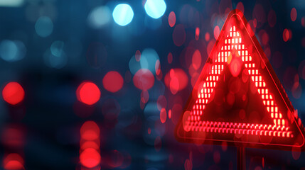 Creative red security alert on blurry backdrop. Fraud and danger concept