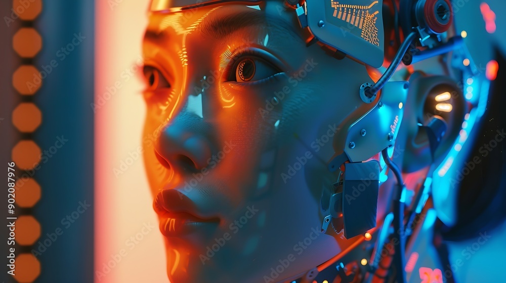 Aufkleber AI Artificial Intelligence Education technology concept Women use Laplets Learn online webinars successfully Use AI to Generate Business Development New ideas for success technology of : Generative AI