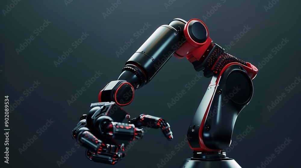 Poster MLP Robot arm AI analyzing mathematics for mechanized industry problem solving Concept of robotics technology and machine learning for automated manufacturing process : Generative AI