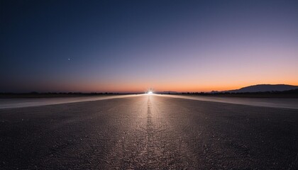 Fototapeta premium Dark Concrete Runway Street Floor with Night Sky Horizon