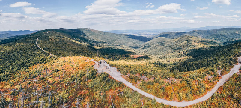The trail to the Skrzyczne mountain through the Malinowska rock - Silesian Beskids - Szczyrk, Wisla - Poland
