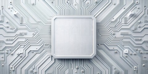 Detailed and minimalist white circuit board design, technology, electronic, abstract, pattern, background