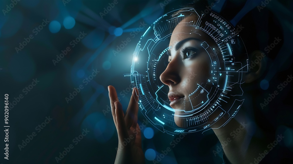 Aufkleber AI Artificial Intelligence Education technology concept Women use Laplets Learn online webinars successfully Use AI to Generate Business Development New ideas for success technology of : Generative AI
