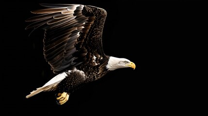 American Bald Eagle flying looking for its next meal : Generative AI