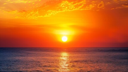 Obraz premium Beautiful orange sunset over the ocean : Generative AI