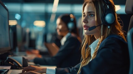 High-Efficiency Customer Service Representatives in a Modern Office Setting