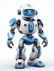 Humanoid Robot Pointing Finger and Thumb Raised, on White Background, Image for Creative Advertisements, Banners, and General Advertising