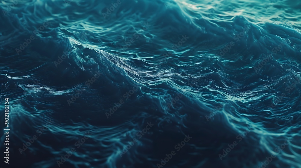 Poster water texture deep blue ocean surface with waves : generative ai