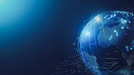 Fototapeta premium abstract business connection of line from nail node to node on world map background network points Earth's surface