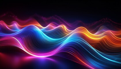 Vibrant abstract waves with glowing colors, perfect for technology and modern design themes.