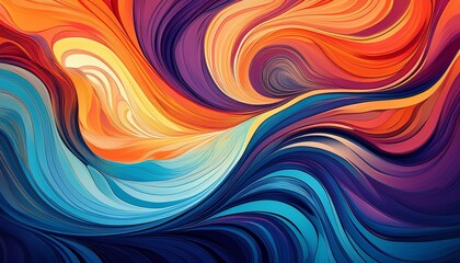 Fototapeta premium Vibrant abstract swirl pattern with flowing colorful waves and dynamic gradients, perfect for backgrounds and artistic designs.