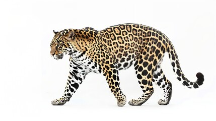 spotted hunter creature big cat endangered species panthera pardus animal themes isolated on white safari animal indoors one animal remastered white background wild predator nature : Generative AI
