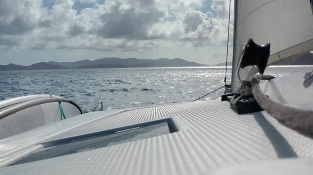 Sailing a Catamaran in B.V.I. - Stabilized View From the Deck