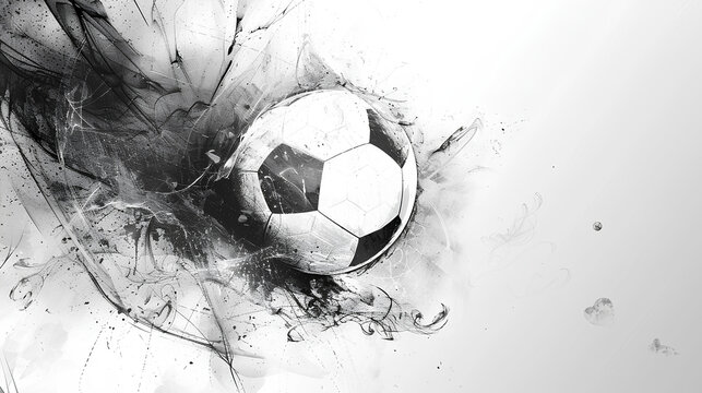 soccer football black and white abstract art 