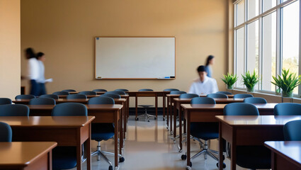 empty classroom background, a classroom without students, back to school